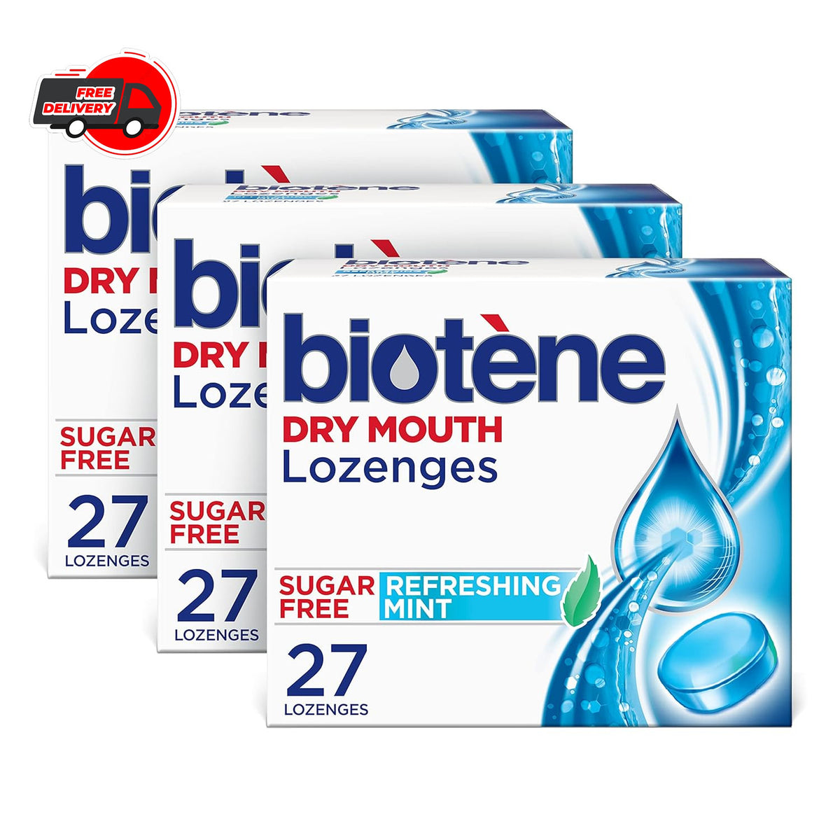 Dry Mouth Lozenges Pack of 3 - Refreshing Mint Sugar Free Xylitol