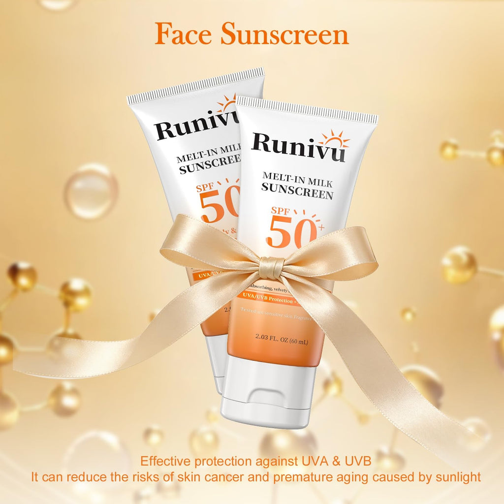 SPF 50+ Sunscreen for Face - Broad Spectrum UVA/UVB Natural Protection 2.03 Fl Oz