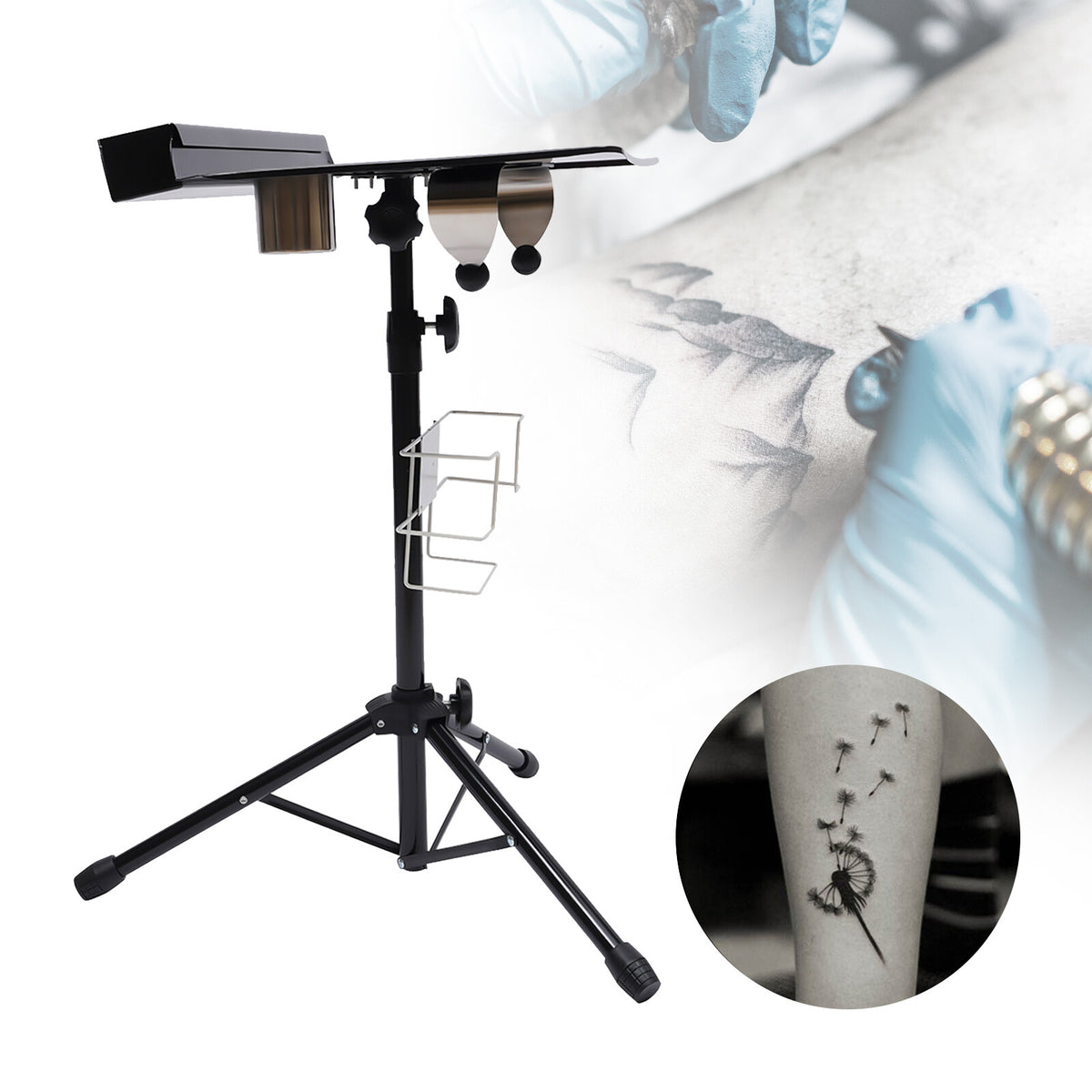 Stainless Steel Adjustable Tattoo Workstation Table - Portable Tattoo Workbench