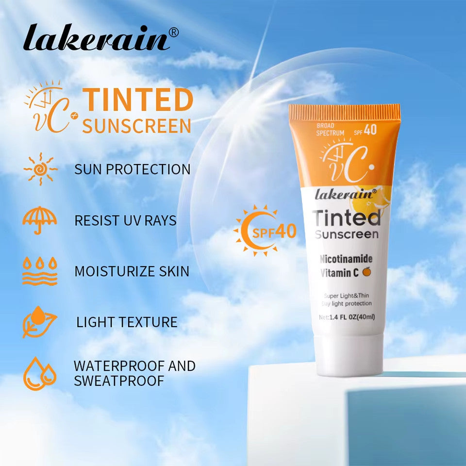 Tinted SPF 40 Sunscreen Moisturizer with Vitamin C - UV Protection Face Cream