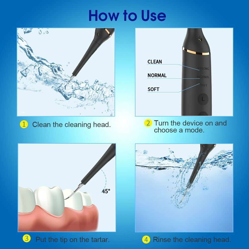 Ultrasonic Tooth Cleaner Plaque & Tartar Remover - Rechargeable Dental Scanner