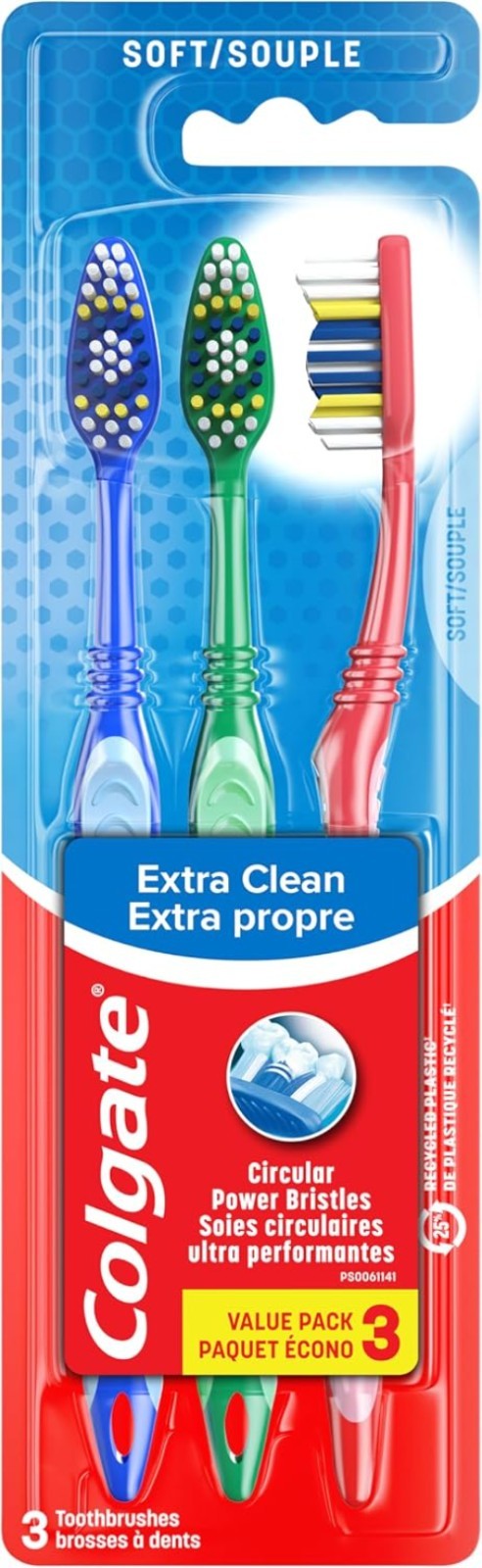 Soft Toothbrush Set - 3 Pack Multi Color for Gentle Oral Care