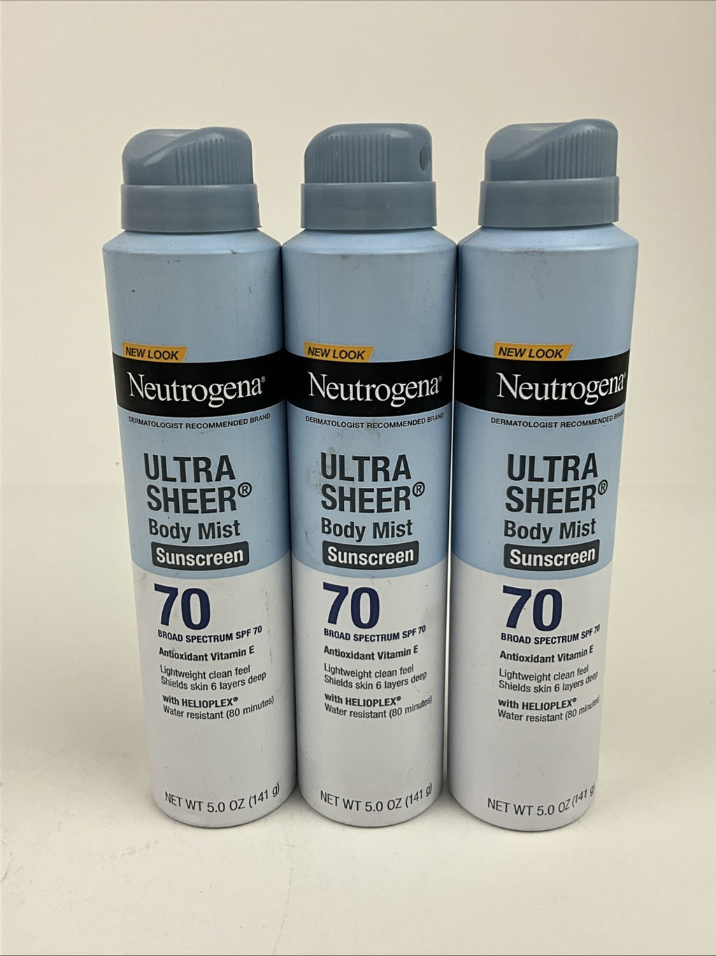 SPF 70 Water-Resistant Sunscreen Spray for Active Sports, 3 Pack
