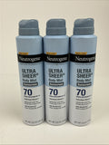 SPF 70 Water-Resistant Sunscreen Spray for Active Sports, 3 Pack