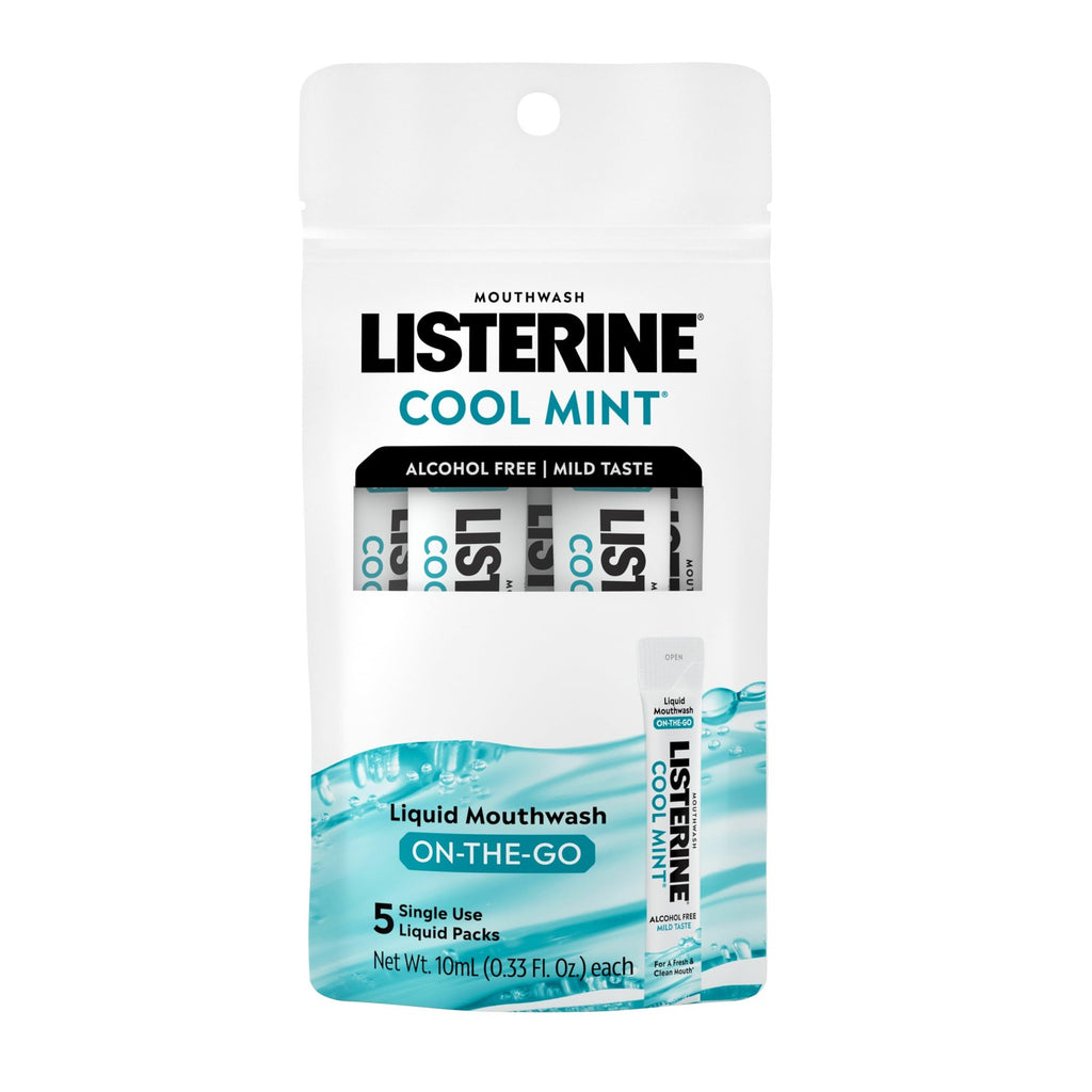 Alcohol-Free Mouthwash Packets - Cool Mint, Travel Size, 5 Pack
