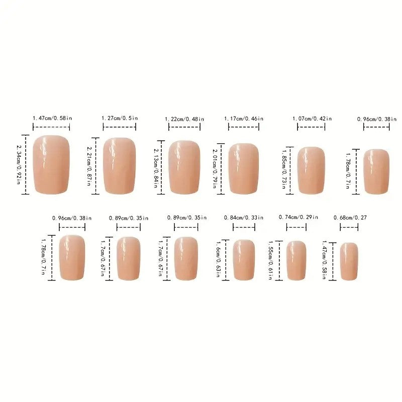 48pcs Short Square Press-On Nails with Dark Base and Gold Leaf Foil for Fall Nail Art
