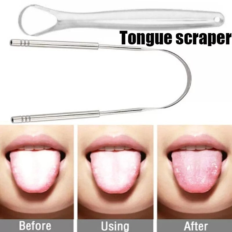 4 Pack Stainless Steel Tongue Scrapers - Oral Hygiene Cleaners for Fresh Breath