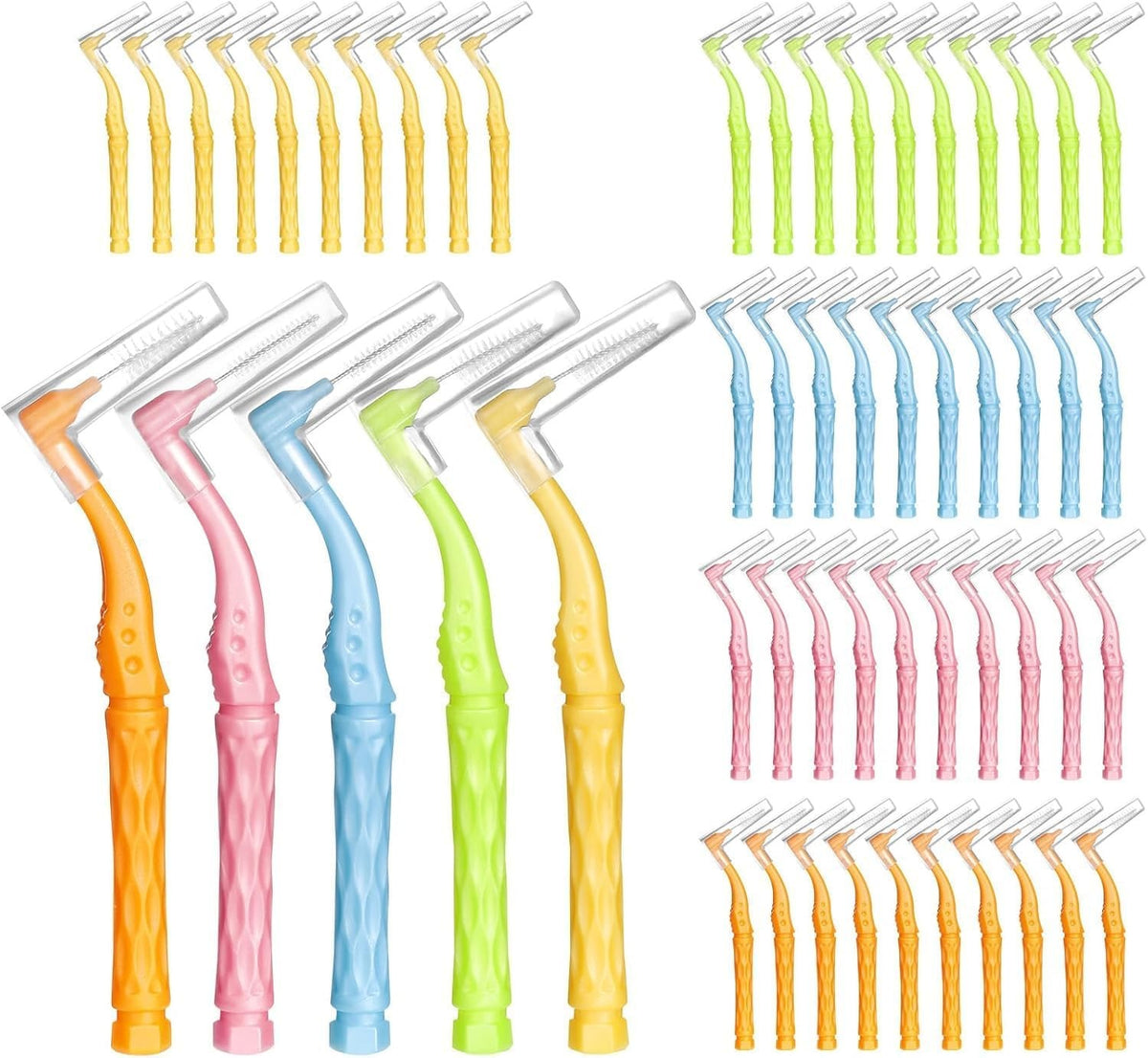 Dental Interdental Brush Set with 5 Sizes Non-Slip Handles for Effective Cleaning