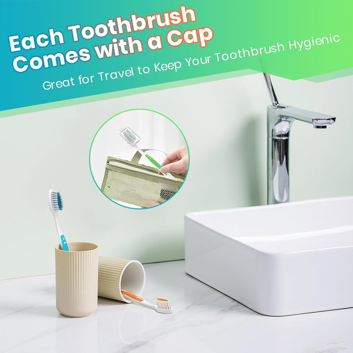 Disposable Toothbrush Set with Covers - 30 Pack, Portable & Hygienic