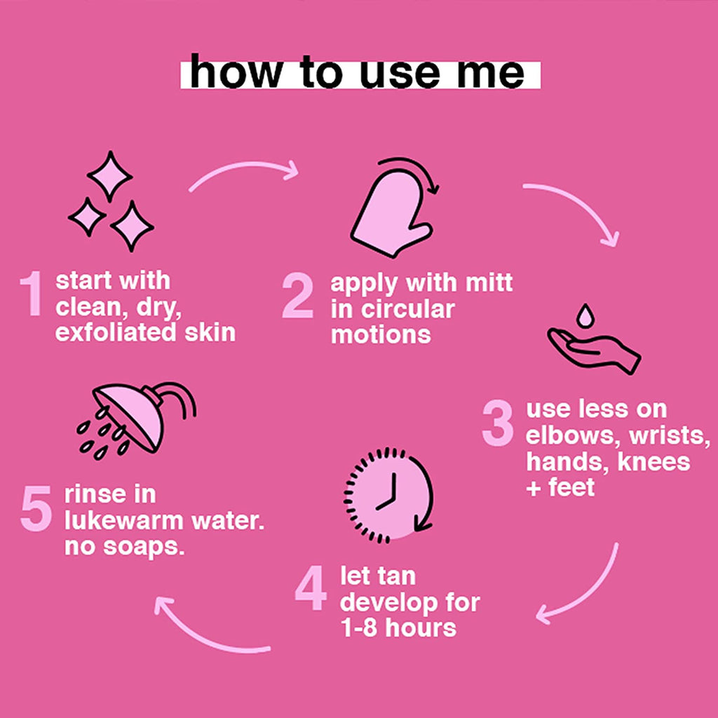 Dark Self Tanning Mousse - Instant 1 Hour Sunless Tan with Mitt, Vegan & Cruelty-Free
