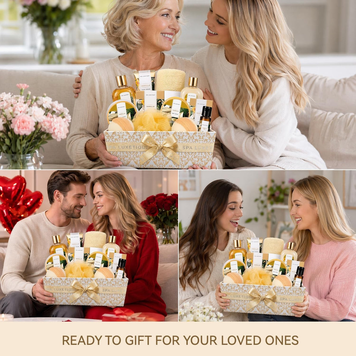 Luxury Spa Gift Basket for Women - 12-Piece Vanilla Bath & Body Set