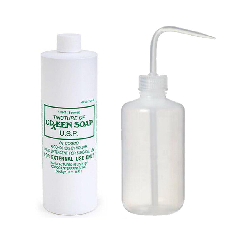 Tattoo Green Soap Wash & Diffuser Squeeze Bottle Set, 16 oz