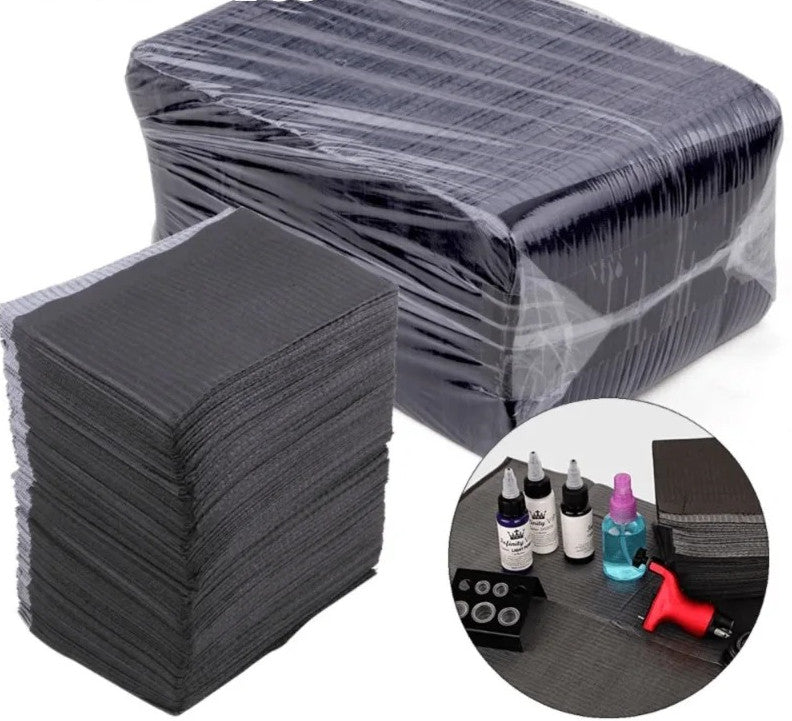 Disposable Black Waterproof Tattoo Bed Sheets – Double-Layer Table Mats, 20 Pcs