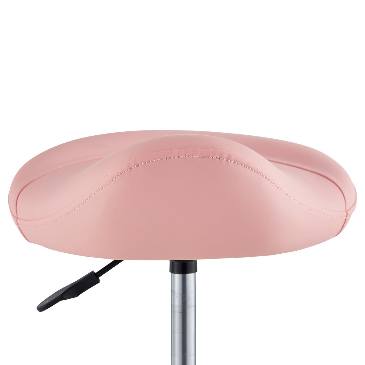 Pink Saddle Salon Stool with Hydraulic Height Adjustment and 360° Swivel
