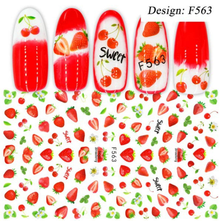 Summer Fruit Nail Art Stickers Transfers - Strawberry Cherry Decals