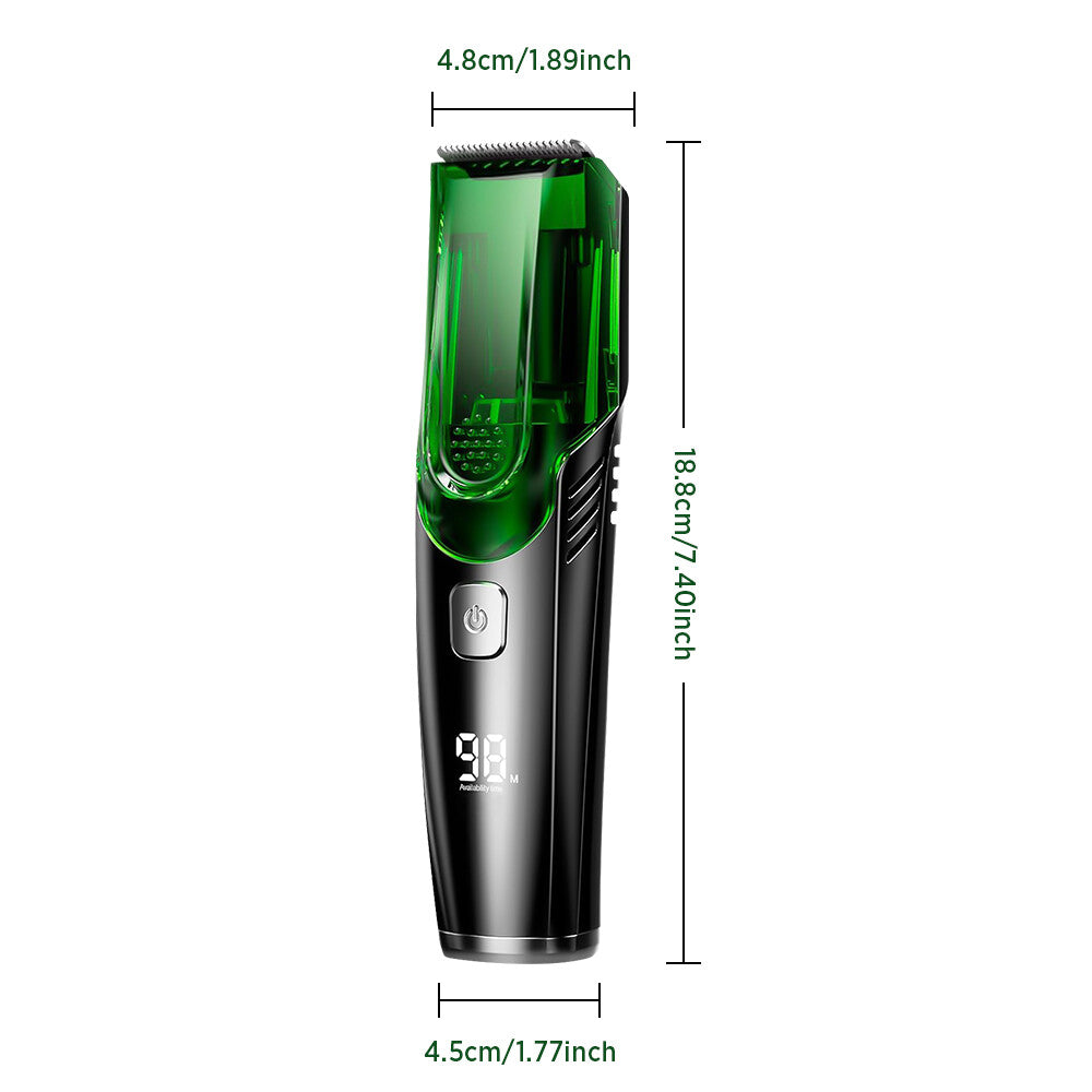 Rechargeable Vacuum Beard Trimmer for Men, Waterproof, Adjustable Length