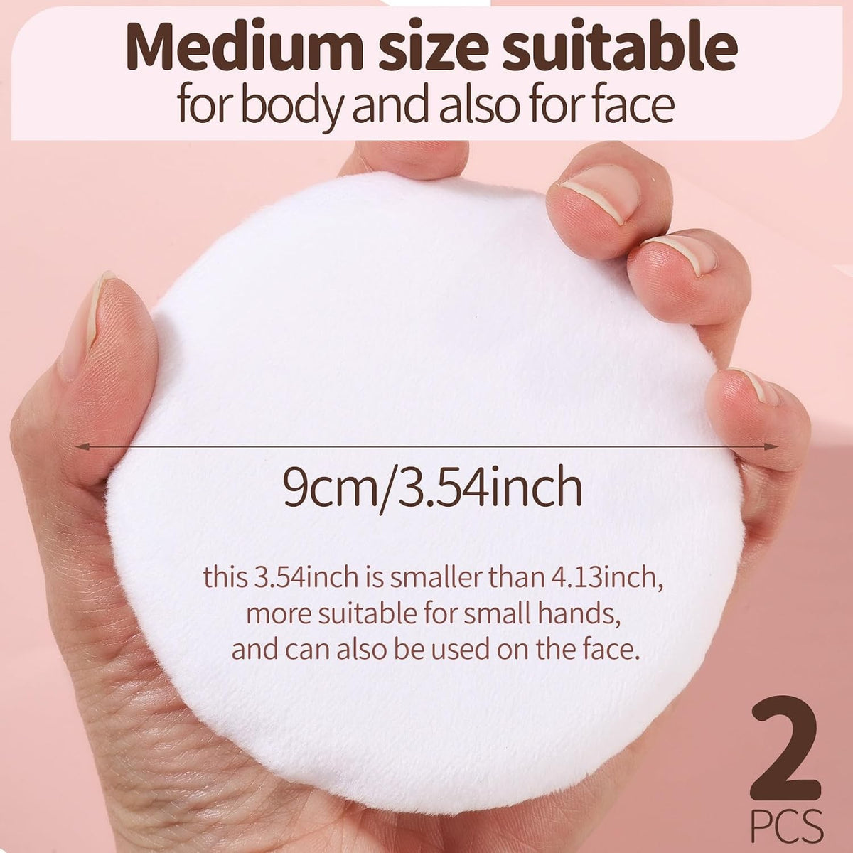 2pcs Medium Body Powder Puffs with Storage Containers - Soft & Sturdy