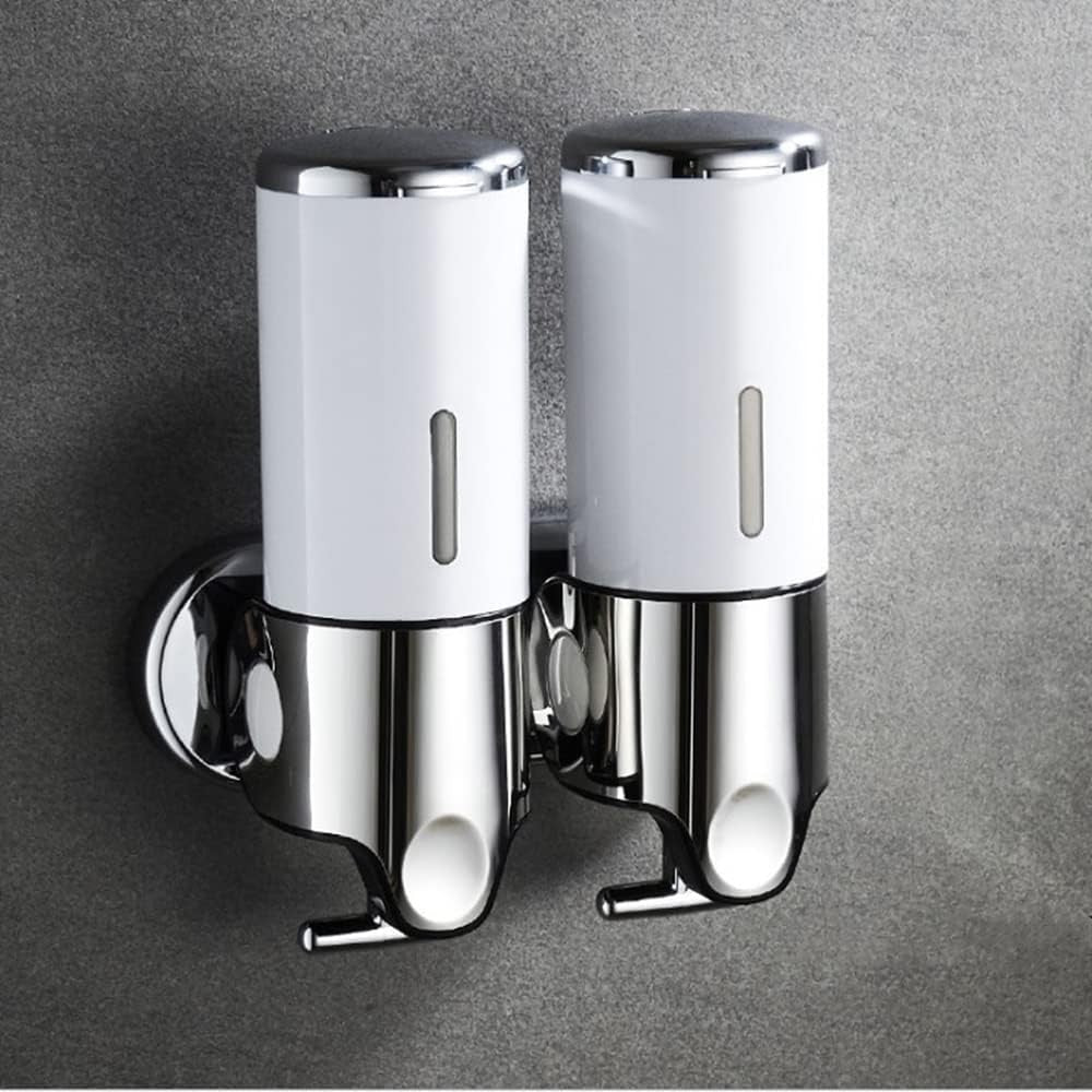 Wall Mount Shampoo Soap Dispenser with 2 Heads for Bathroom & Hotel
