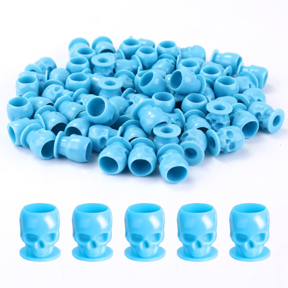 Disposable Tattoo Ink Cups 200pcs Skull Small Blue – Hygienic Ink Caps