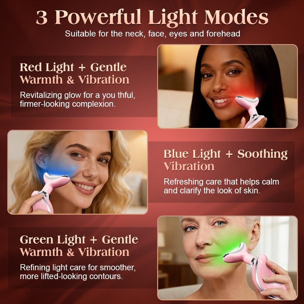 Face and Neck Massager with Heat and Light Therapy - Gua Sha Design
