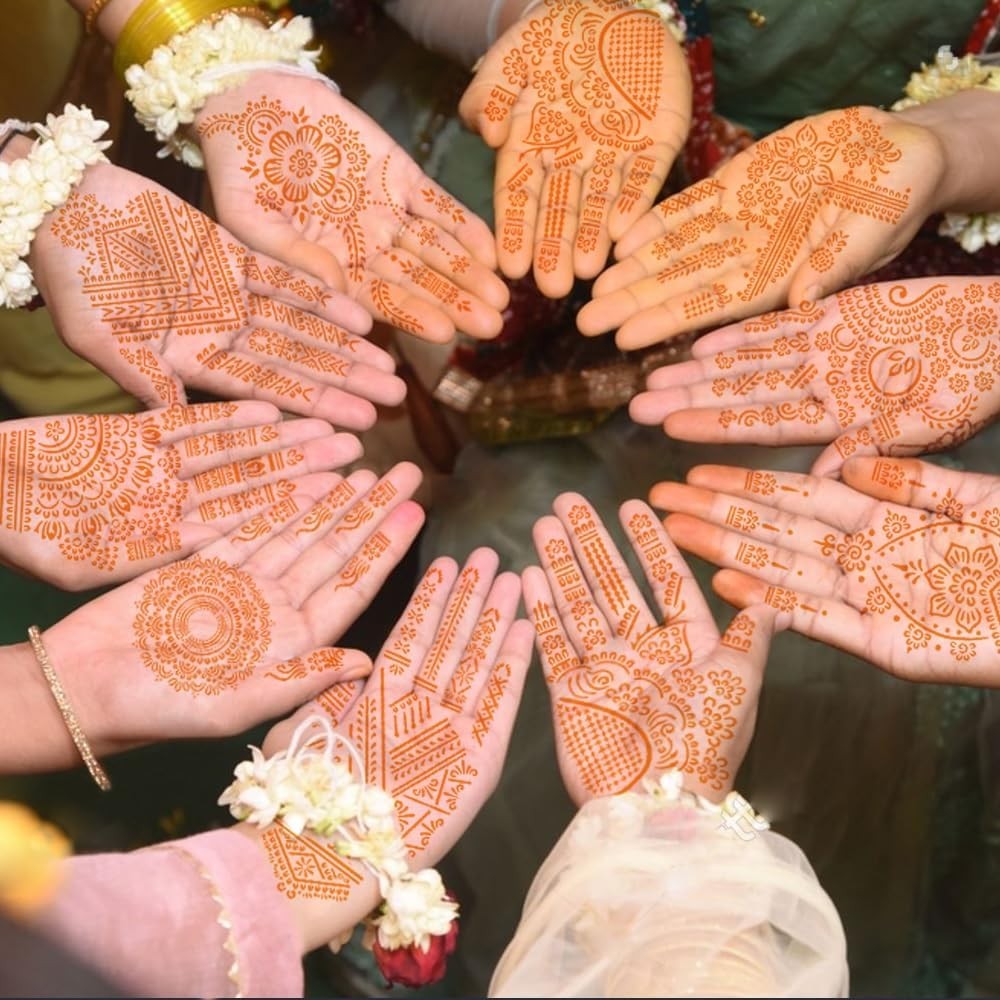 Henna Tattoo Stencil Kit – 18 Self-Adhesive Mehndi Templates for Hands & Body Art