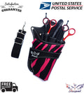 Professional Hairdresser Scissor Holster Case with Waist Belt - Pink PU Leather