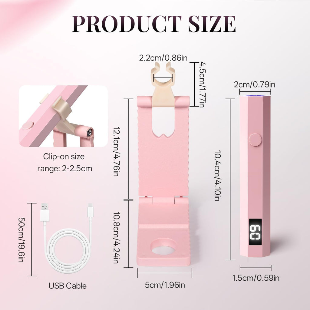Mini Handheld UV Light for Gel Nails with Stand, Rechargeable Nail Curing Lamp