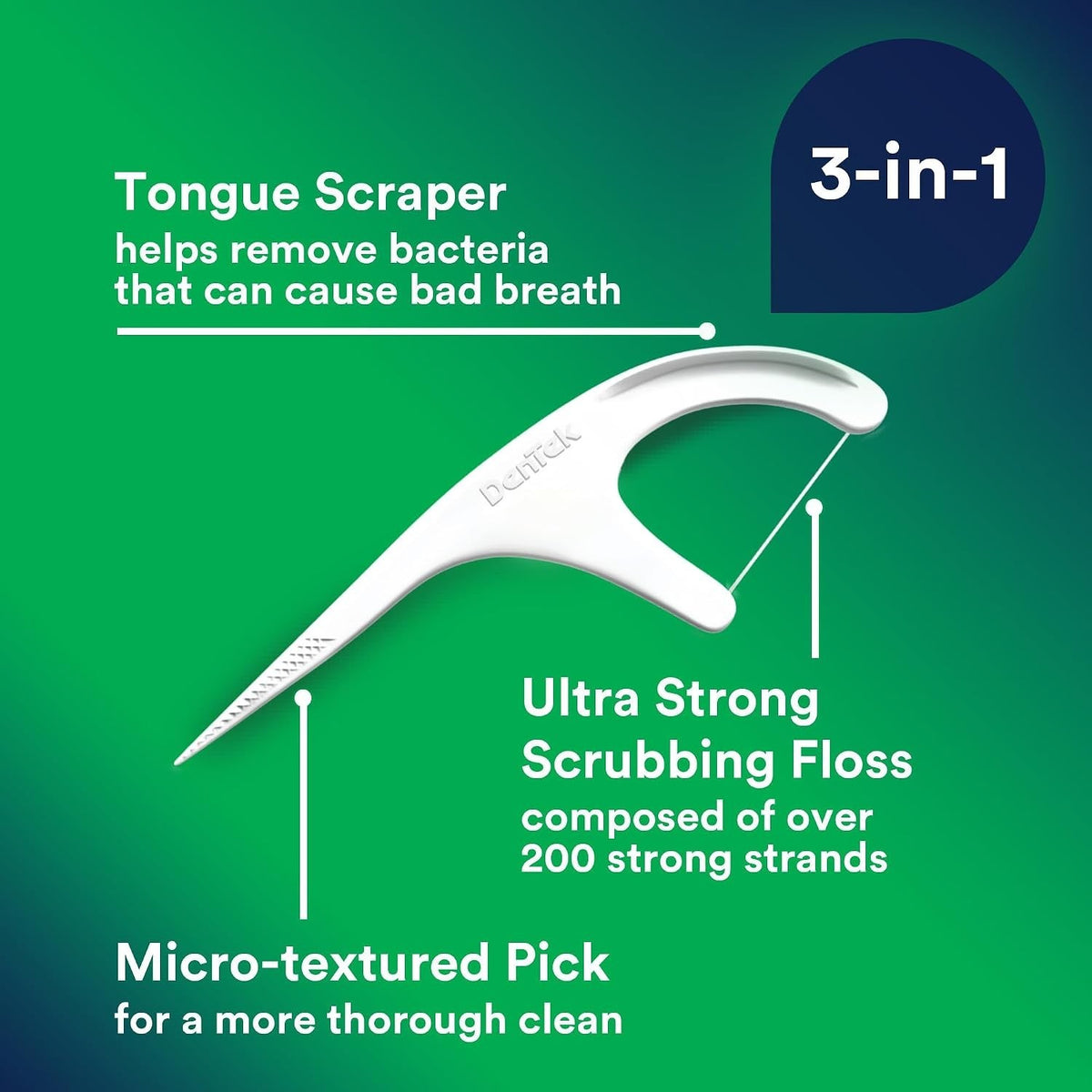 Mint Flavored Dental Floss Picks with Tongue Scraper - 120 Count Oral Care