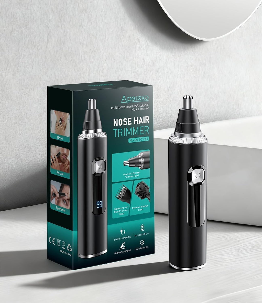 Rechargeable Water-Resistant Ear and Nose Hair Trimmer with LED Indicator