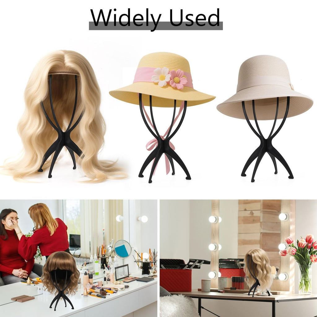 9 Pack Portable Wig Stands Collapsible Hair Wig Holders for Travel & Salon