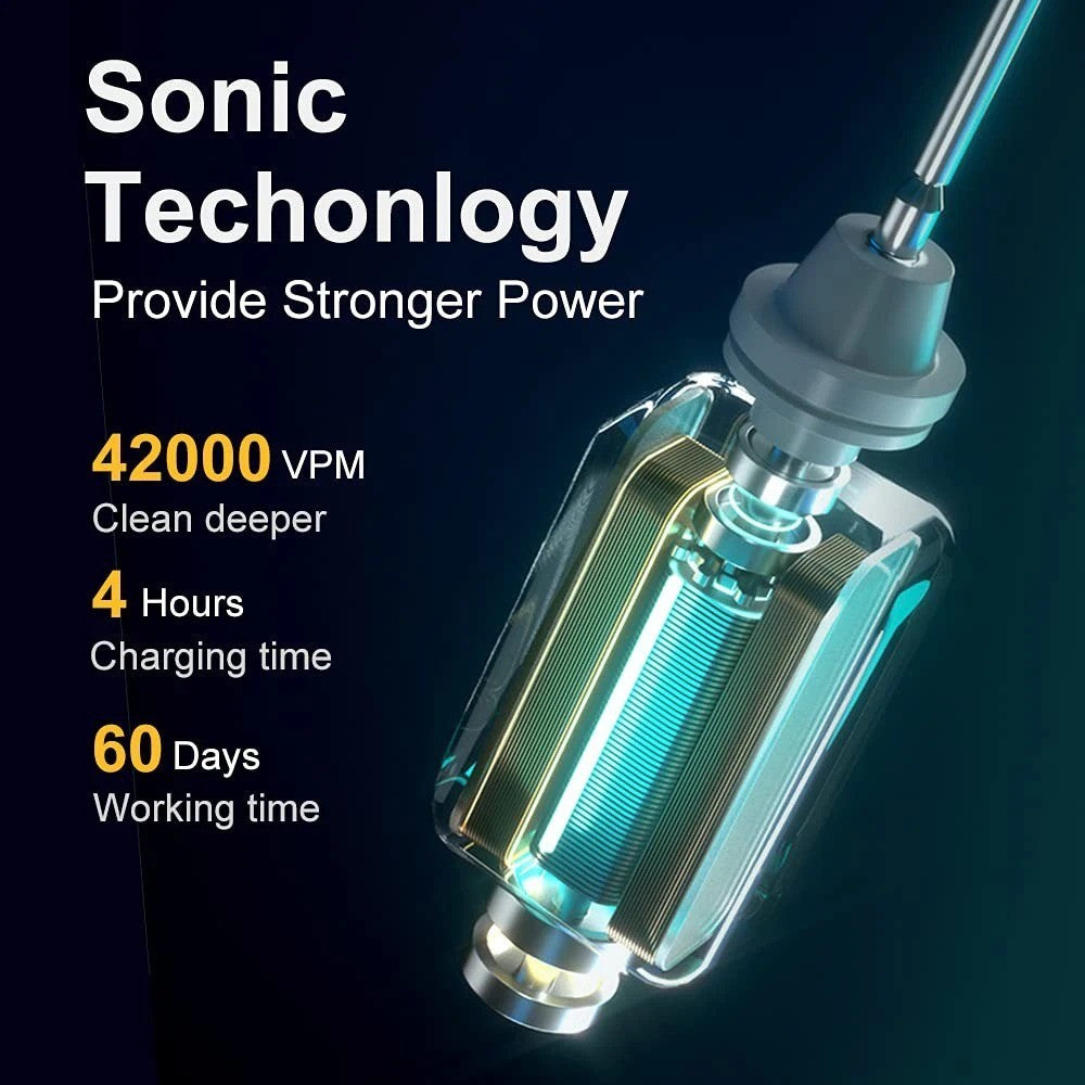 Electric Toothbrush with 6 Modes, USB Rechargeable, Soft Bristles, 8 Heads