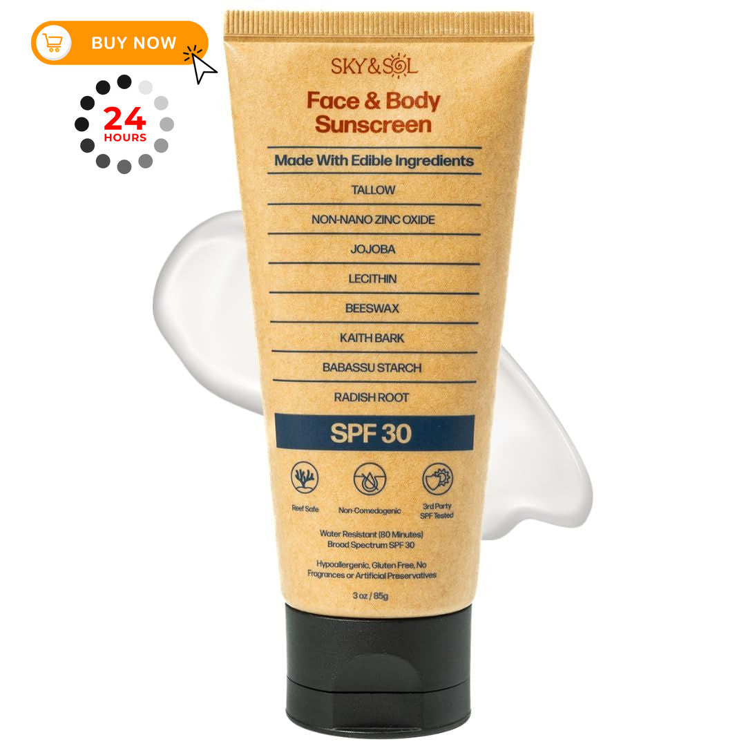 Mineral Sunscreen SPF 30 - Non-Greasy, Reef-Safe, Water-Resistant, 3 fl oz