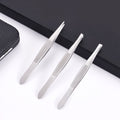 3-Piece Stainless Steel Eyebrow Tweezer Set - Precision Slant, Flat & Pointed Tips