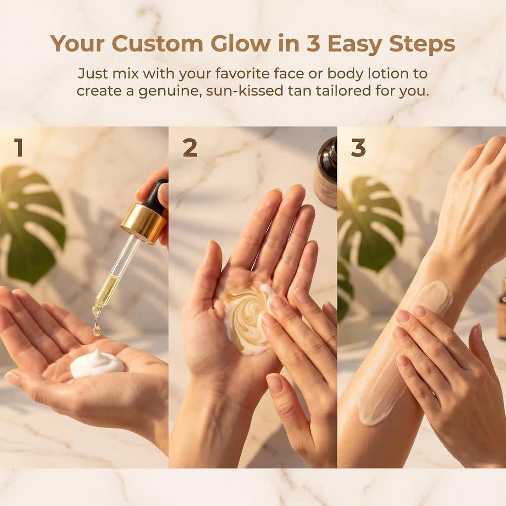 Self Tanning Drops for Face & Body - Medium Glow, Natural-Looking Tan