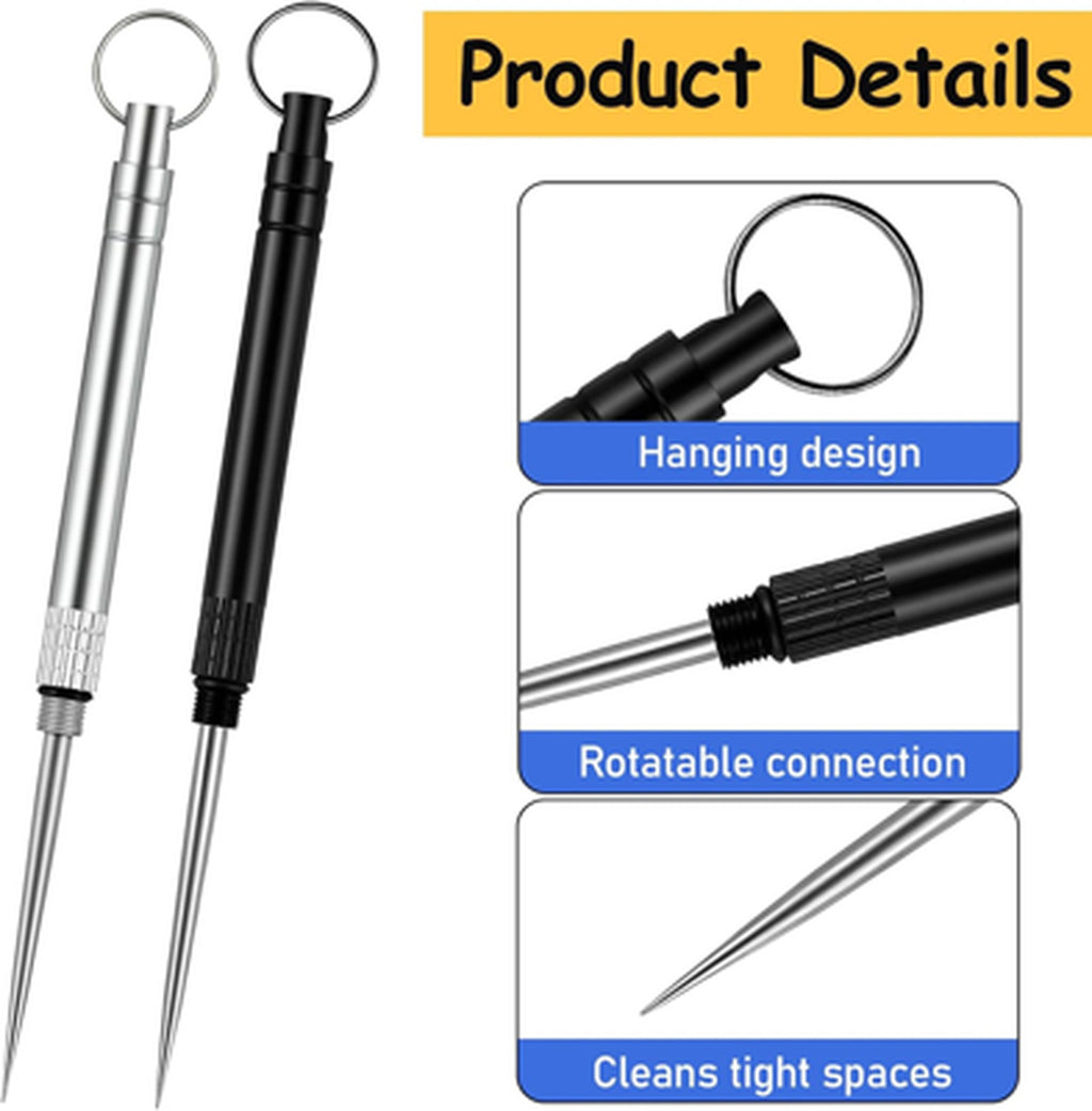 Mini Titanium Reusable Metal Toothpick Set with Stainless Steel Holder - Portable & Hygienic
