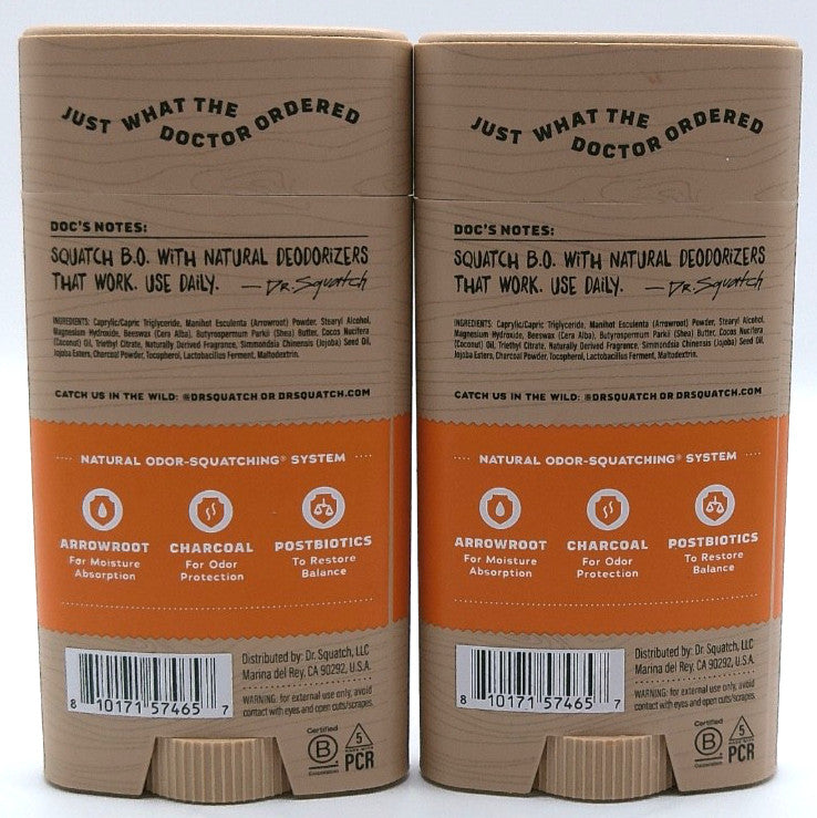 Dr. Squatch LumberJack Lodge Deodorant - Aluminum Free, 2.65 Oz, Pack of 2