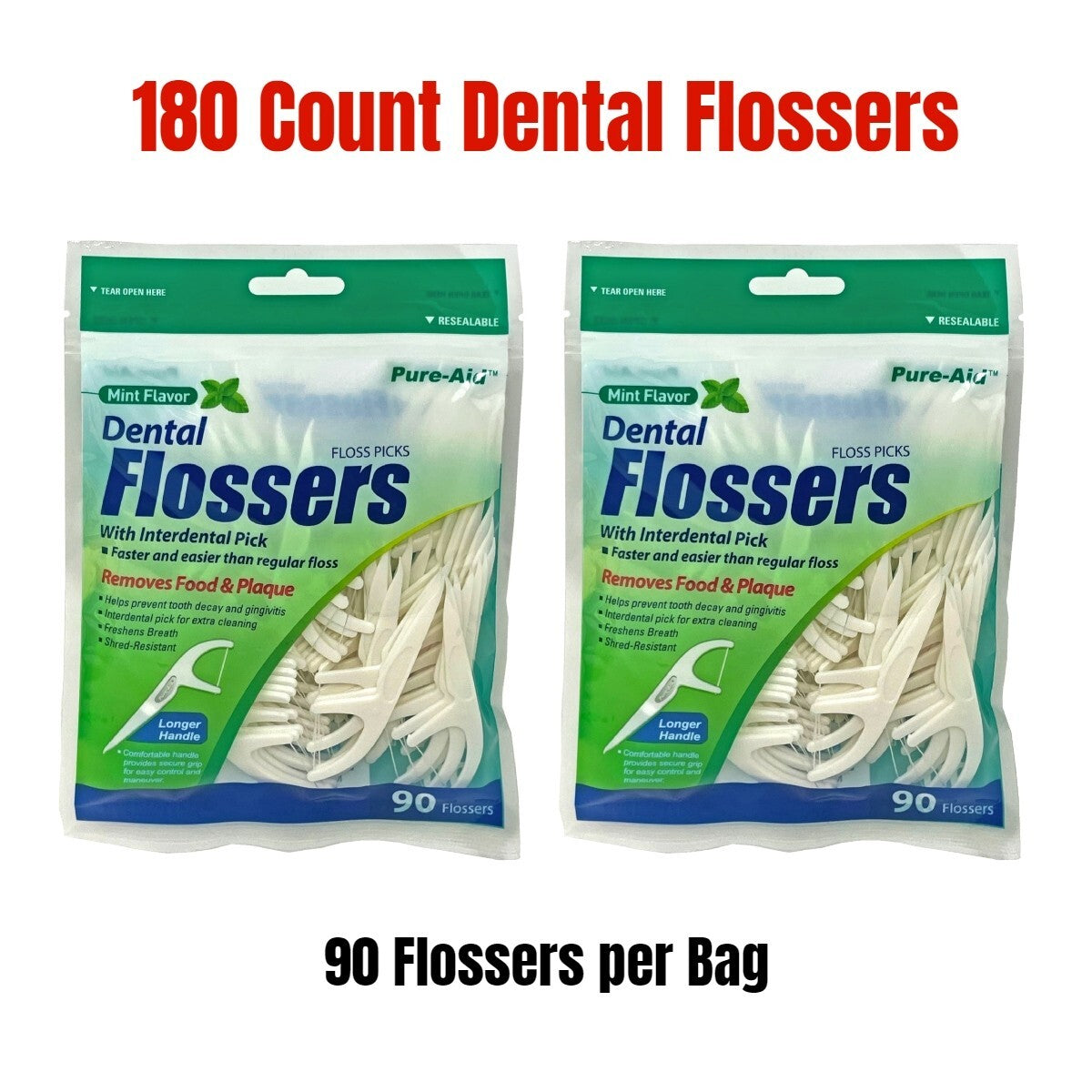 180 Count Mint Dental Floss Picks - Oral Toothpicks for Extra Cleaning