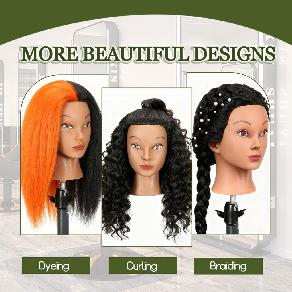 14 Inch Human Hair Mannequin Head for Hair Styling & Braiding Practice