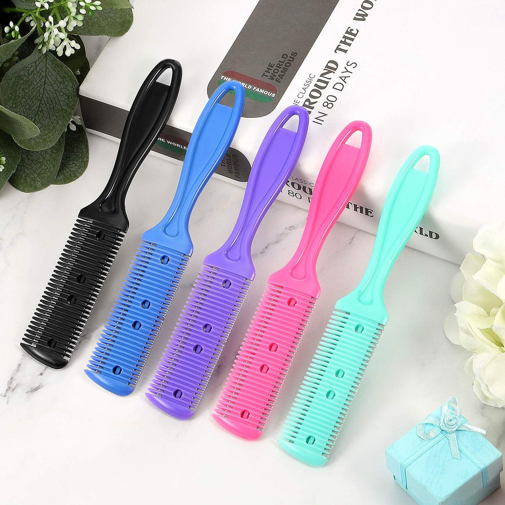 Hair Cutting Comb with 20 Double-Sided Blades and Scissors - Carbon Steel Grooming Kit