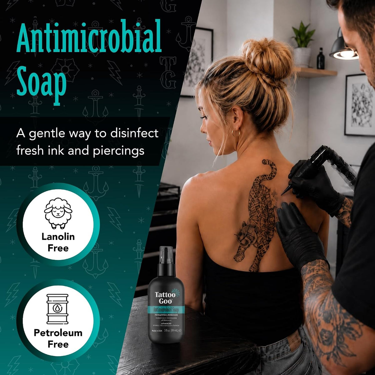 Tattoo Aftercare Soap 3oz – Cleansing & Hydrating for Tattoos & Piercings