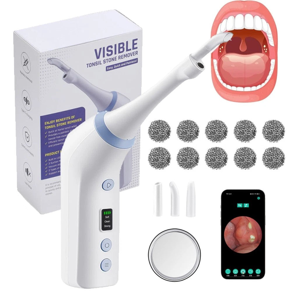 Visible Tonsil Stone Removal Kit with HD Camera & LED Light - Oral Care Tool