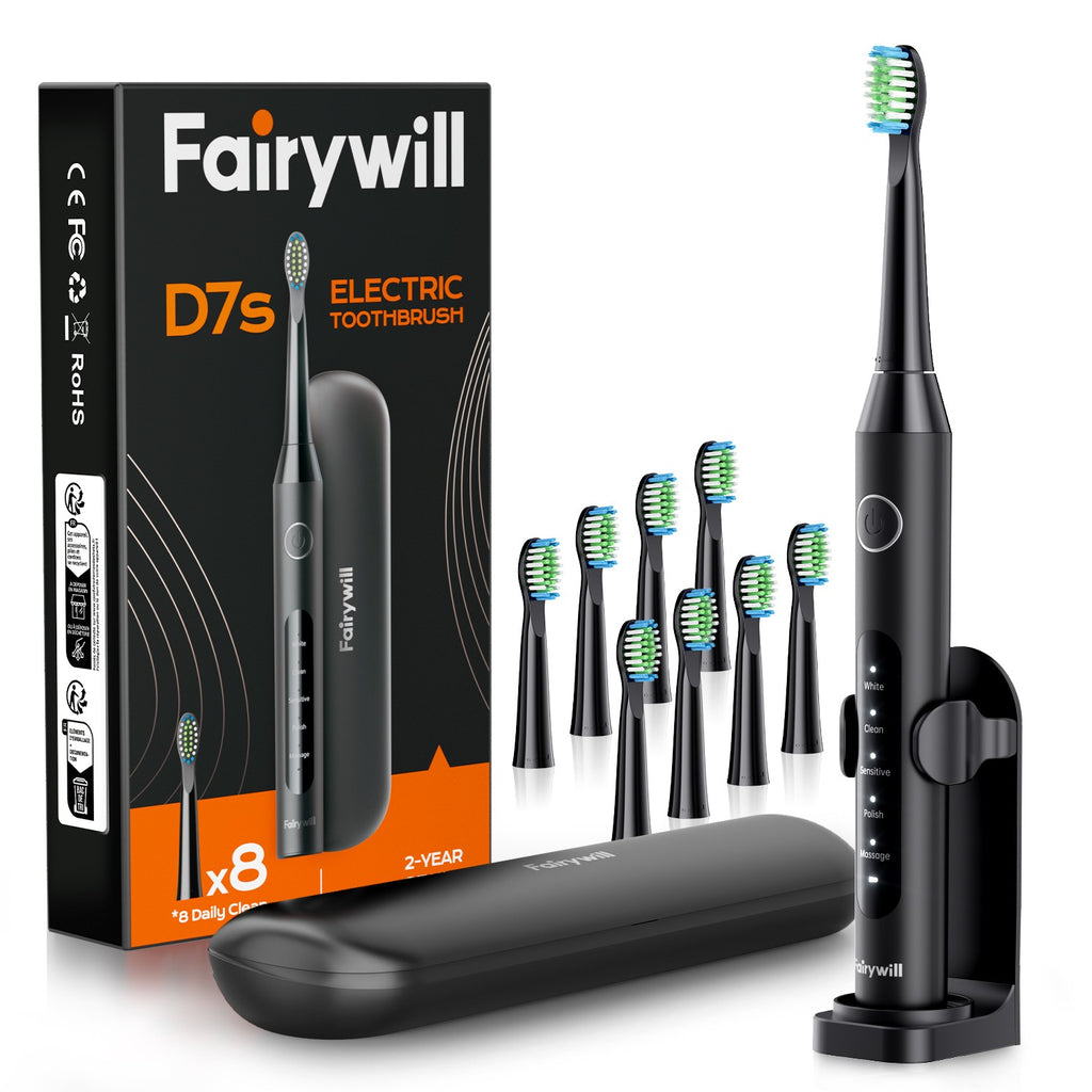 Rechargeable Electric Toothbrush with 8 Brush Heads & 5 Modes - Travel Case