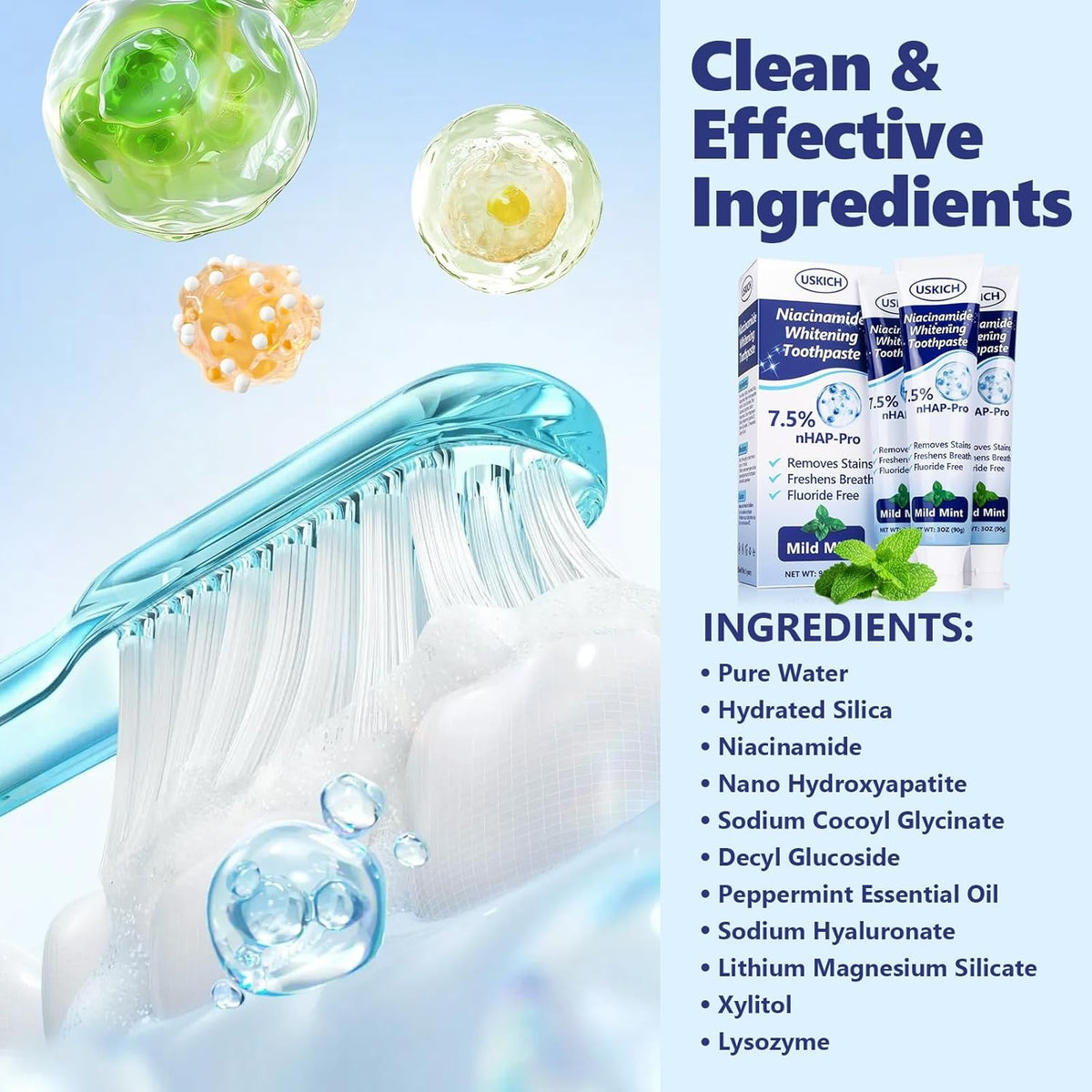 Nano-Hydroxyapatite Toothpaste 3 Pack - Whitening & Sensitive Care