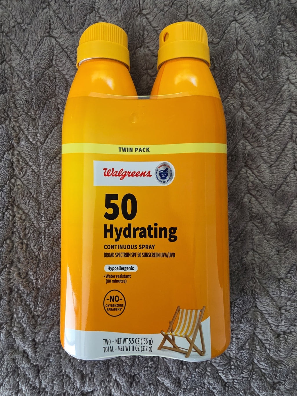 Walgreens SPF 50 Sunscreen Spray Hydrating Hypoallergenic 5.5 oz 2 Pack