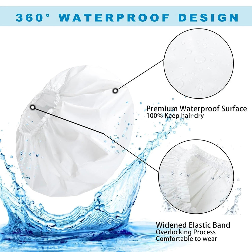 Extra Large Waterproof Shower Cap for Long Curly Hair - Reusable 2-Pack