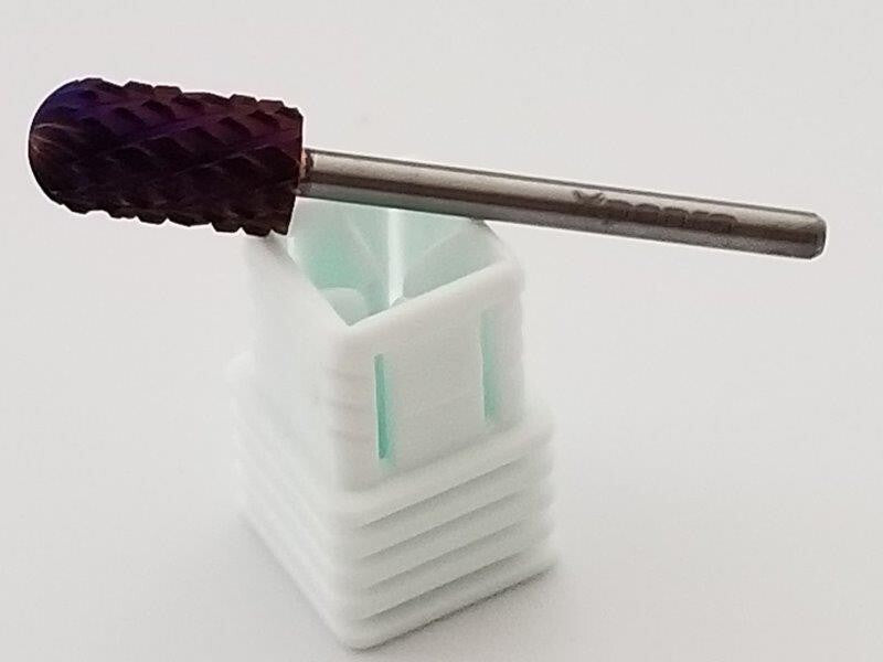 Set of 10 Purple Rounded Top Carbide Nail Drill Bits 4XC - Professional Manicure Tool