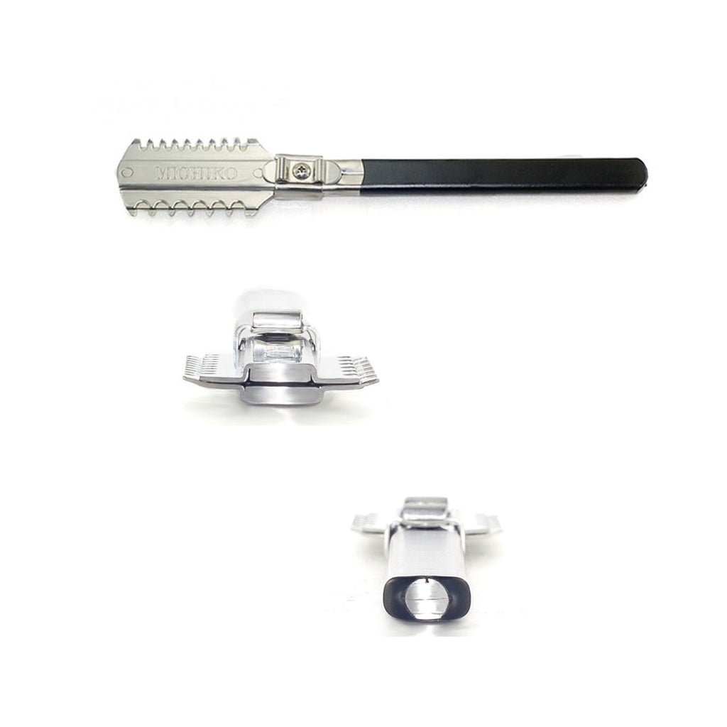 Japanese Double-Edge Razor Comb with 10 Platinum Coated Blades for Precise Hair Styling