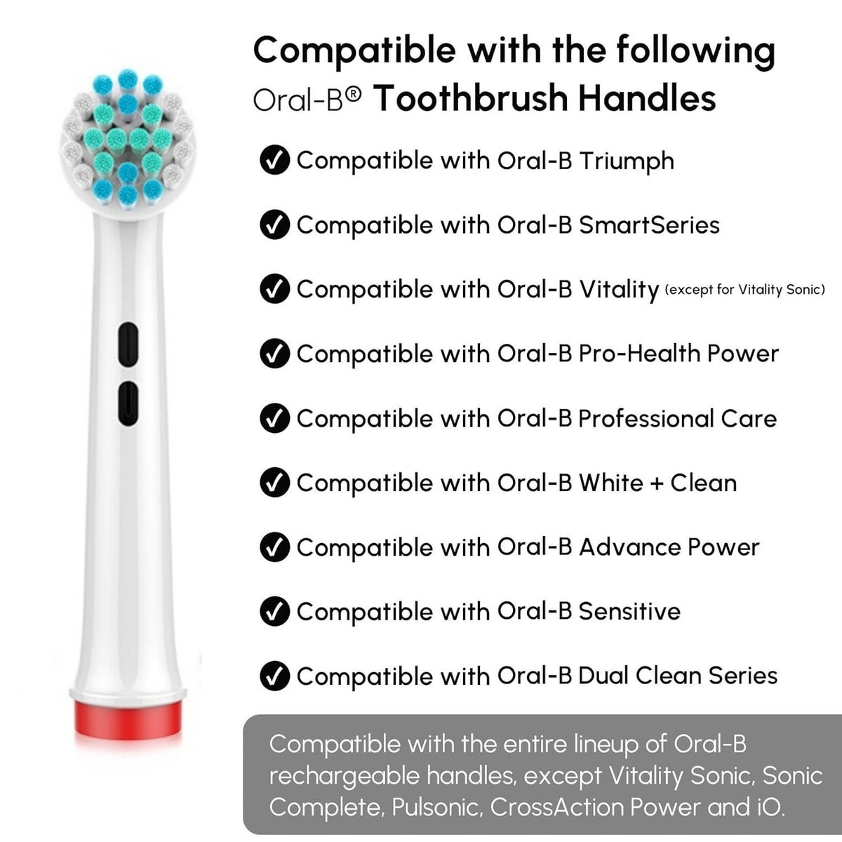 Electric Toothbrush Replacement Heads Pack of 4 or 16 - Compatible with Oral-B Models