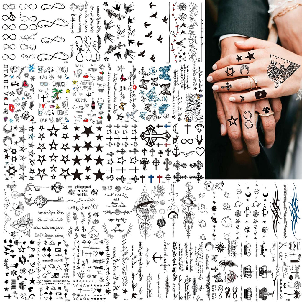 Tiny Temporary Tattoos Set - 66 Sheets, 500+ Waterproof Designs for Face, Arms & Body
