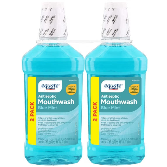 Antiseptic Mouthwash with Blue Mint Flavor - Twin Pack, 3 Liters